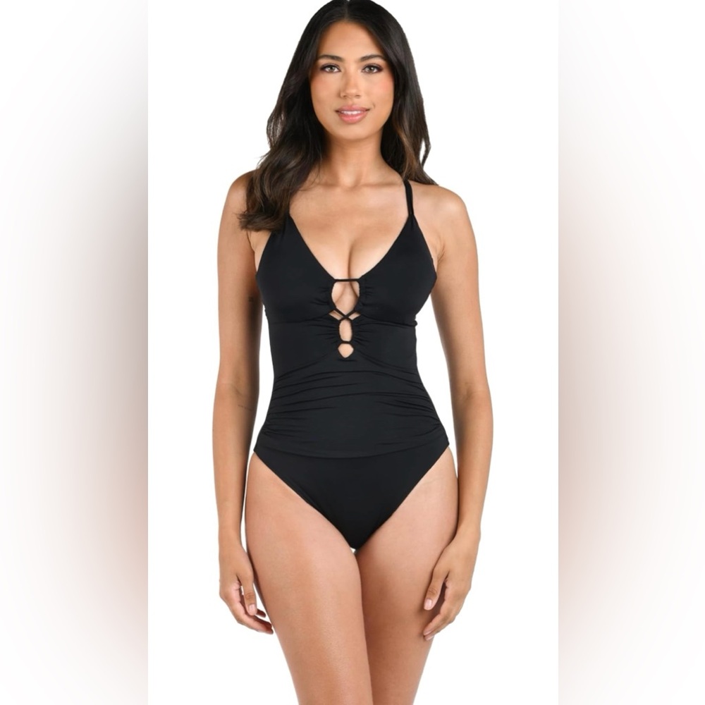 La Blanca Women's Island Goddess Underwire One Piece Swimsuit Size 8 Black